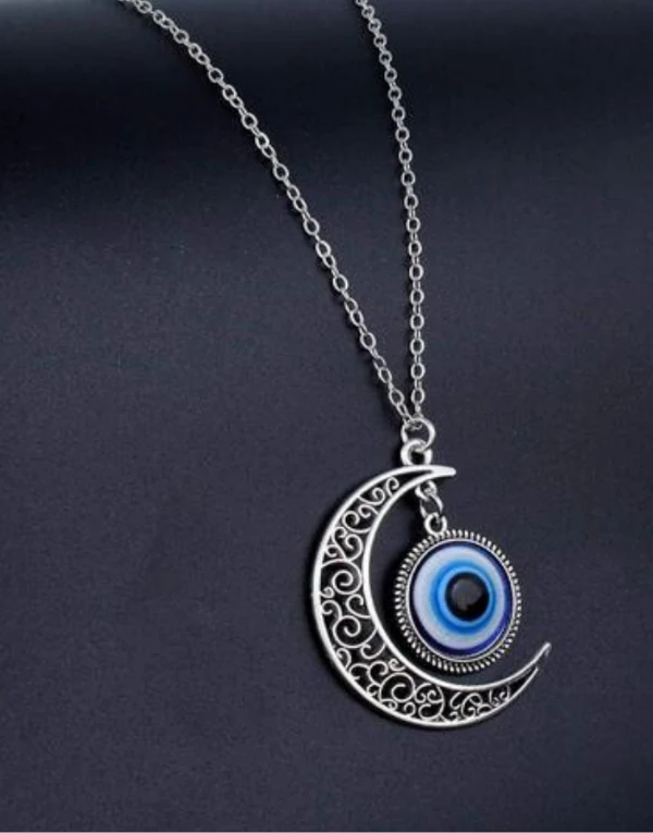 Silver-Plated Evil-Eye Chain Pendant