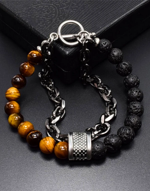 Lava Stone Tiger Eye Bracelet