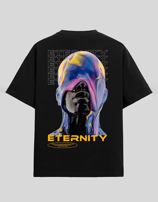 Eternity Printed Black Oversized T-Shirt