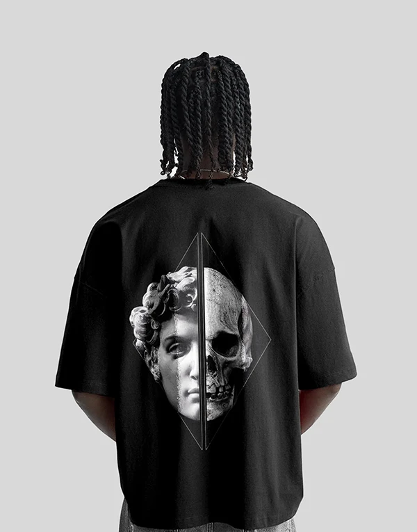Skull Diamond Printed Oversized T-Shirt